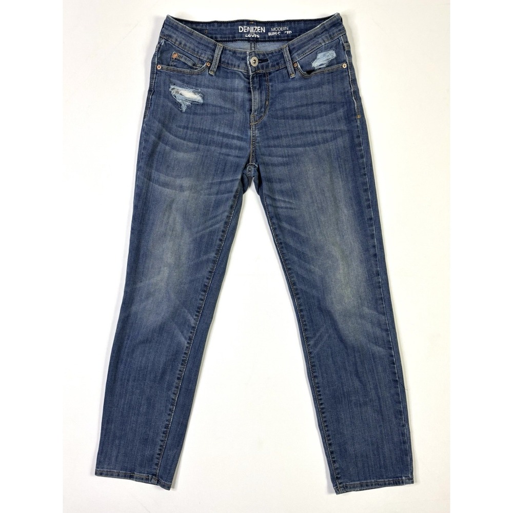 Levi's Denizen Jeans Women's 26x28 Modern Slim Denim Stretch Distressed Blue